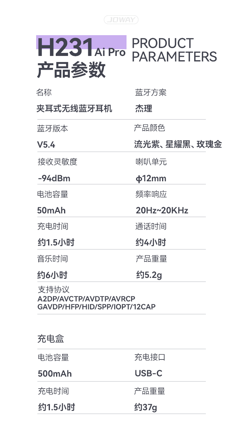 H231 AI夹耳式无线耳机_OWS 耳机_深圳市royal皇家88电源有限公司
