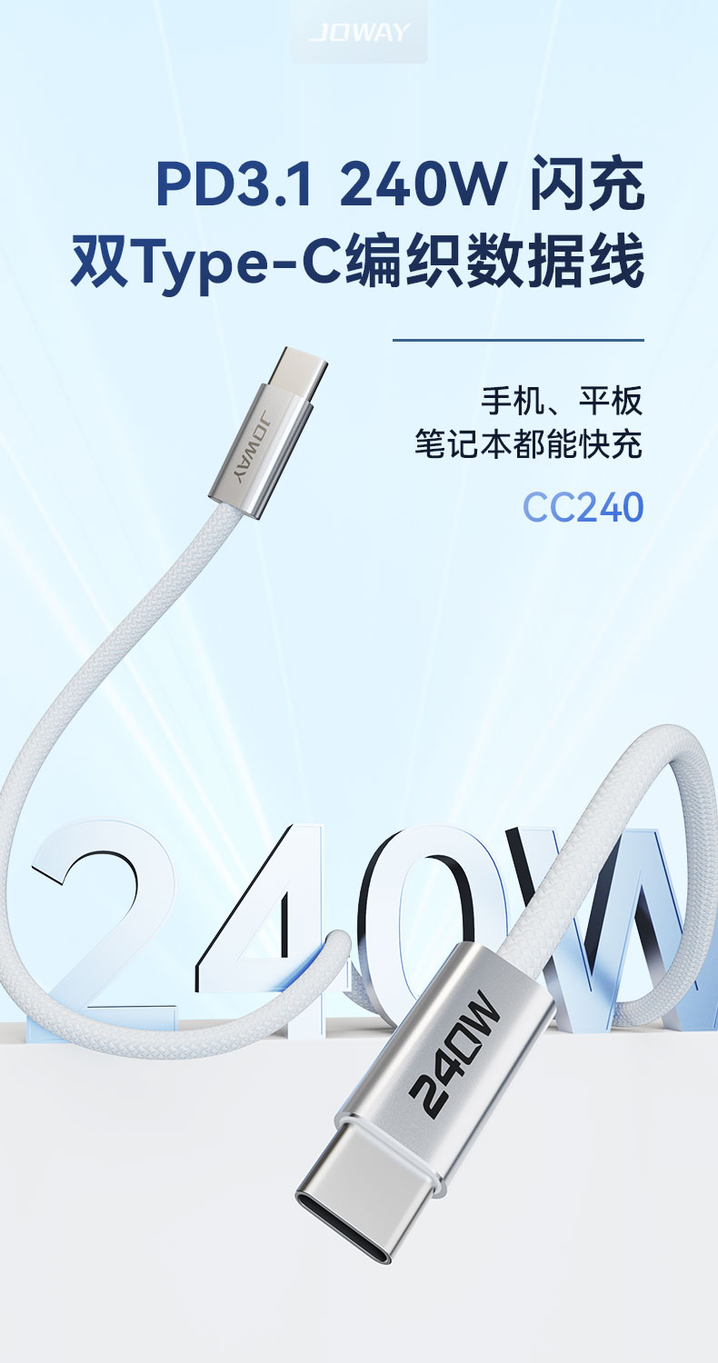 CC240  240W双Type-C快充编织数据线_数据线_深圳市royal皇家88电源有限公司